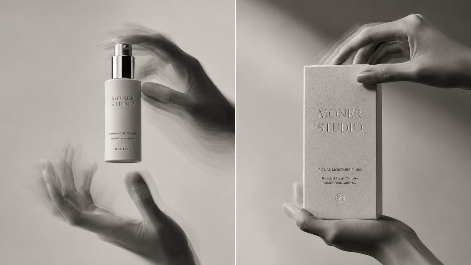 Moner Studio minimalist skincare packaging