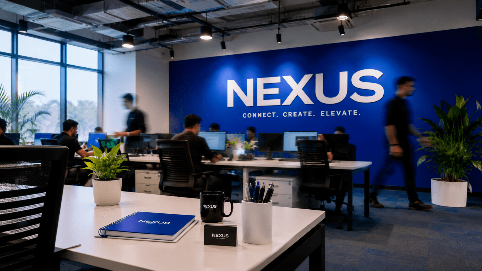 Nexus meeting stationery and notebook scene