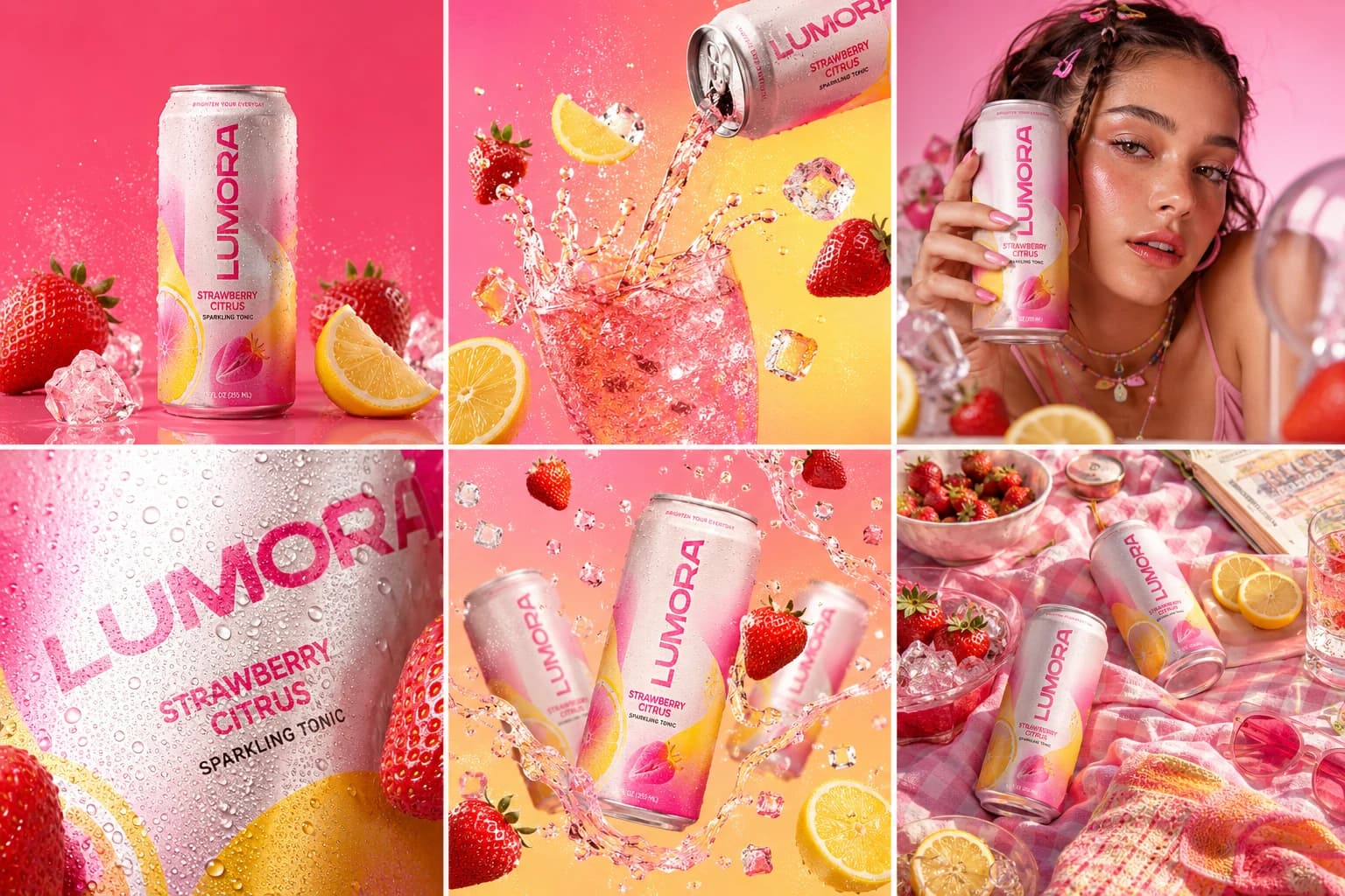 Lumora beauty campaign social content grid