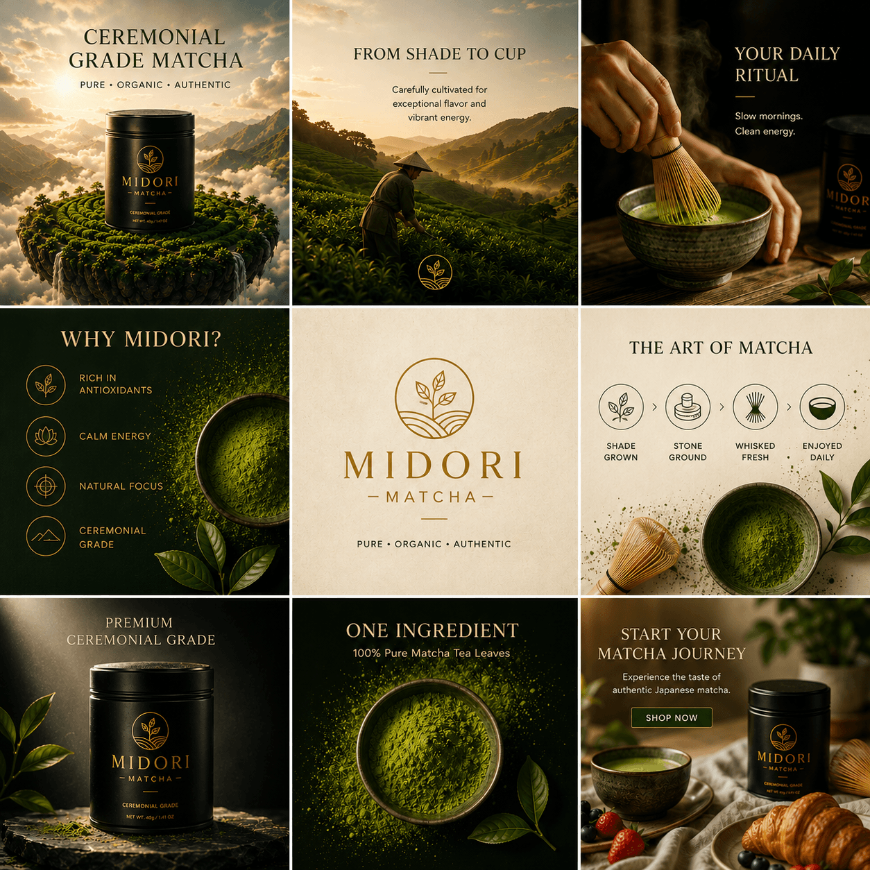 Midori Matcha social media campaign grid