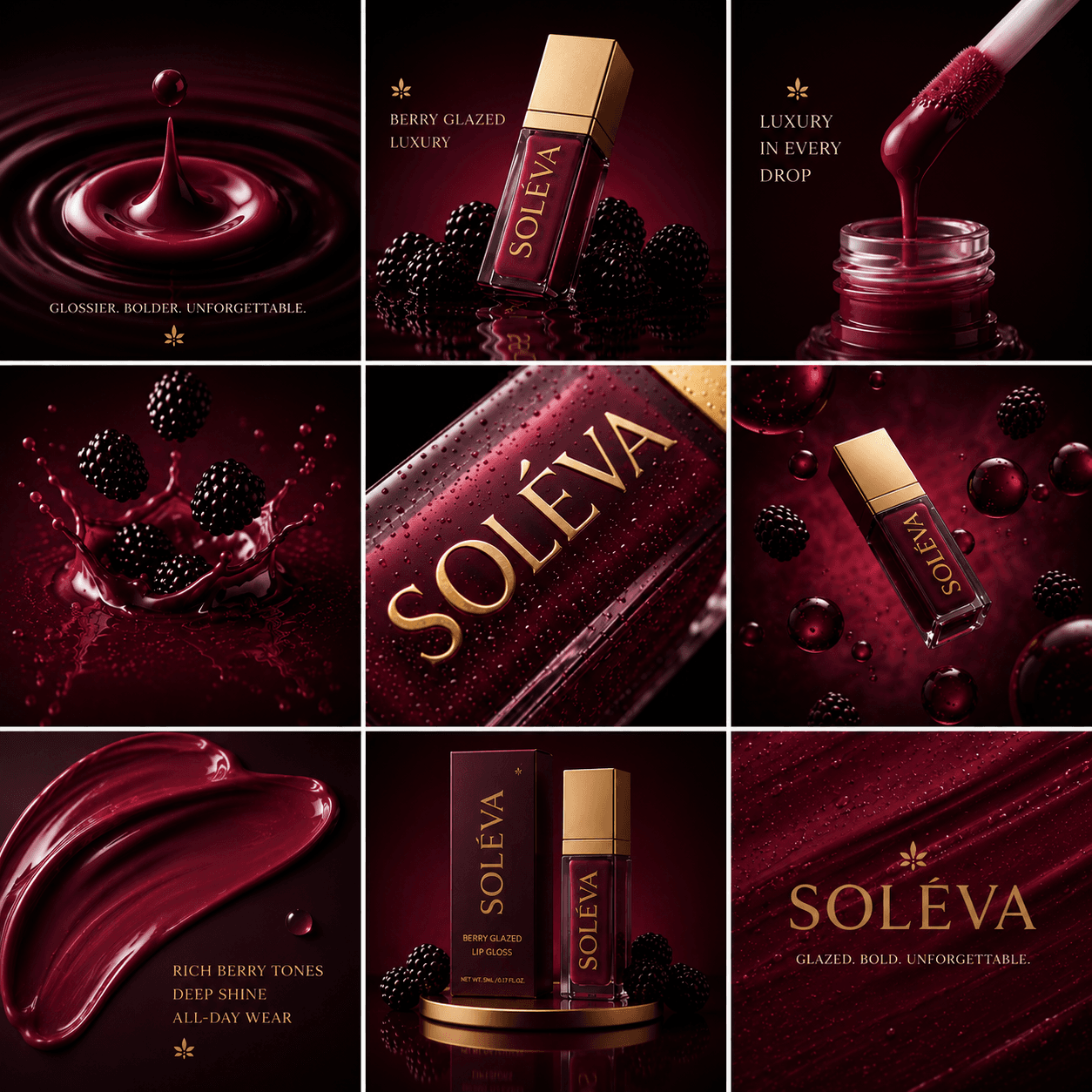 Soleva lip oil visual storyboard and social campaign system