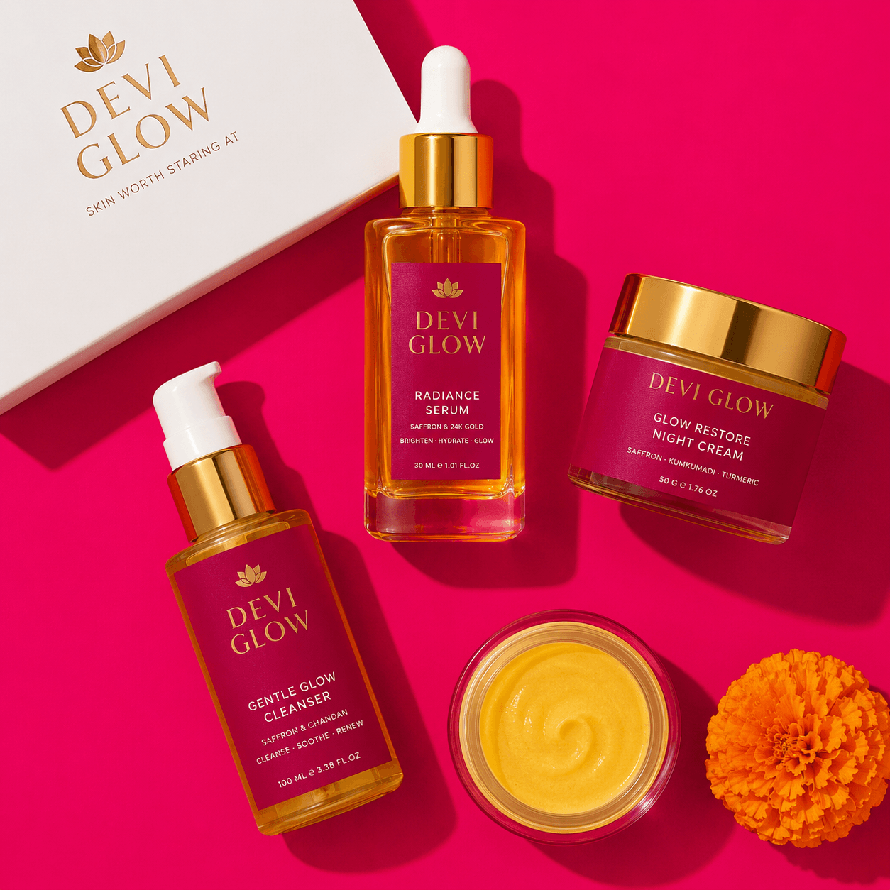 Devi Glow serum packaging system